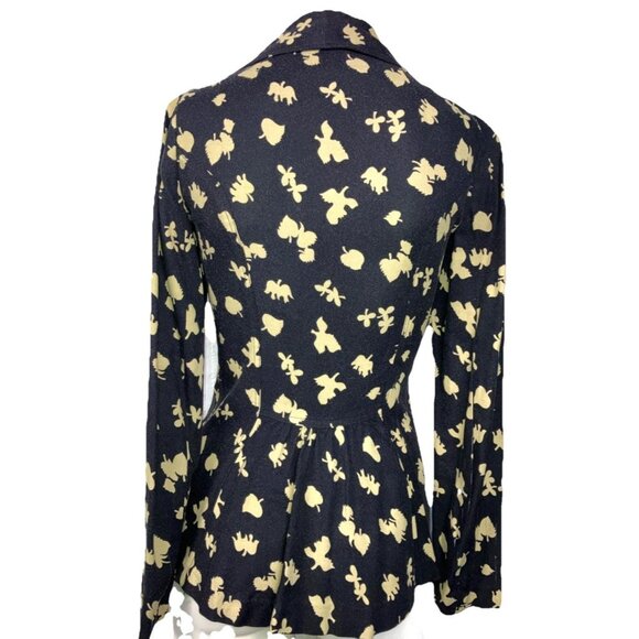 RARE Biba Vintage 70s Signature Print Jacket S Gray - Picture 2 of 7